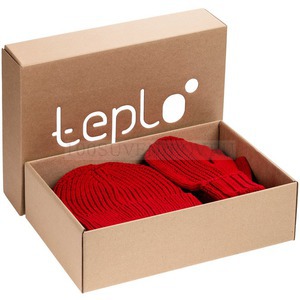 Фото Вязаный набор Nordkyn Full Set: шапка, шарф, варежки, M «Teplo» (красный)