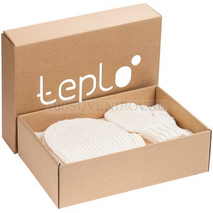 Фото Вязаный набор Nordkyn Full Set: шапка, шарф, варежки, L «Teplo» (молочно-белый)
