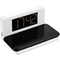 Фото Часы настольные с беспроводным зарядным устройством Pitstop, белые в каталоге Uniscend