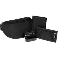 Дорожный набор с наушниками Street Beat: кошелек с RFID-защитой, беспроводные наушники, обложка для паспорта в поясной сумке