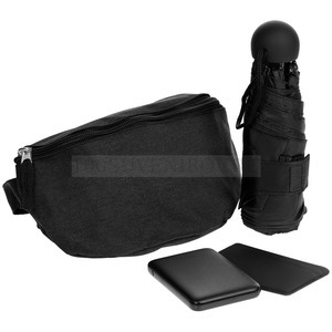 Фото Набор с зарядным устройством Urban Pack: внешний аккумулятор 5000 мАч, складной зонт, чехол для карточек в поясной сумке (черный)