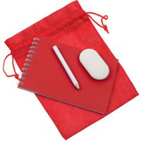 Набор для скетчей и зарисовок Nettuno Mini: блокнот в клетку, карандаш простой, ластик, красный