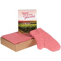 Подарочный набор Sweet Sunday для истинного кулинара: фартук, прихватка-рукавица, блокнот для записи рецептов , розовый