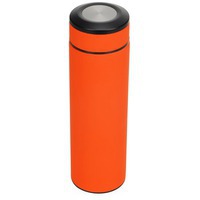 Термос CONFIDENT с покрытием soft-touch под гравировку логотипа, 420 мл., d6,7 х 22,5 см, оранжевый/черный/серебристый