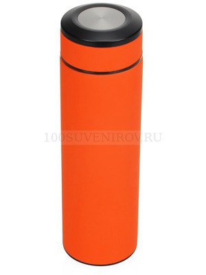 Фото Термос CONFIDENT с покрытием soft-touch под гравировку логотипа, 420 мл., d6,7 х 22,5 см (оранжевый, черный, серебристый)