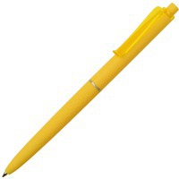 Пластиковая шариковая ручка soft-touch PLANE с фигурным клипом, синие чернила, d0,9 х 14 см, желтый