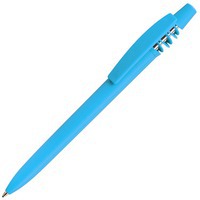 Яркая пластиковая шариковая ручка Igo Solid, синие чернила, d1,1 х 14,4 см под тампопечать, голубой