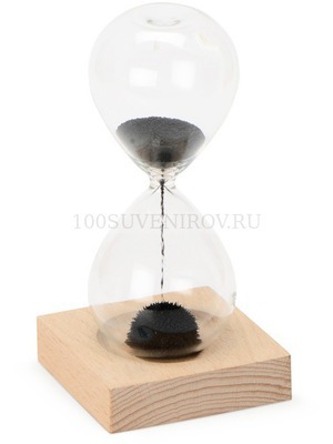 Фото Подарочный песочные магнитные часы на деревянной подставке Infinity (прозрачный, натуральный)