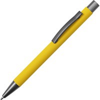 Ручка металлическая soft-touch шариковая TENDER, синие чернила, d1 х 13,8 см, желтый/серый