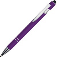 Ручка-стилус металлическая шариковая SWAY soft-touch, синие чернила, d0,9 х 14,6 см, фиолетовый/серебристый