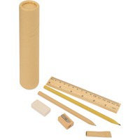 Набор канцелярских принадлежнстей ECO STYLE из 5 предметов в пенале: ручка, карандаш, линейка, ластик, точилка, d3,3 х 19,1 см