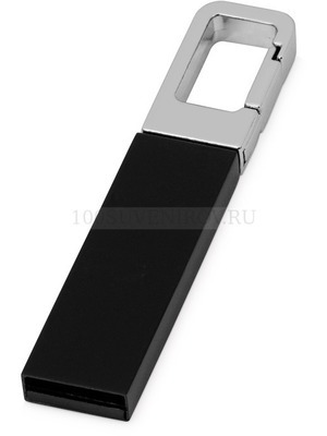 Фото USB-флешка на 16 Гб Hook с карабином, 1,2 х 5,4 х 0,45 см  (черный, серебристый)