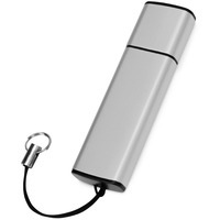 Металлическая USB-флешка на 16 Гб BORGIR с колпачком под гравировку и тампопечать, 1,6 х 5,9 х 0,75 см, шнурок 5 см 
