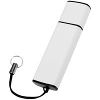 Металлическая USB-флешка на 16 Гб BORGIR с колпачком под гравировку и тампопечать, 1,6 х 5,9 х 0,75 см, шнурок 5 см , белый