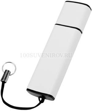 Фото Металлическая USB-флешка на 16 Гб BORGIR с колпачком под гравировку и тампопечать, 1,6 х 5,9 х 0,75 см, шнурок 5 см  (белый)