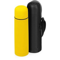Герметичный термос ЯМАЛ Soft Touch с чехлом, 500 мл., d7 х 24,5 см, желтый матовый