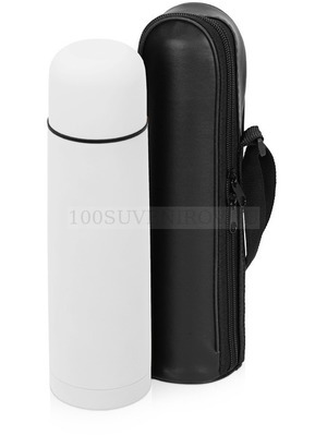 Фото Герметичный термос ЯМАЛ Soft Touch с чехлом, 500 мл., d7 х 24,5 см (белый матовый)