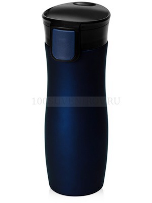 Фото Вакуумная герметичная термокружка Streamline с покрытием soft-touch, 400 мл., 8,8 х 8,1 х 22,5 см «Waterline» (темно-синий, черный)