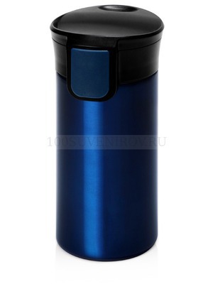 Фото Вакуумная герметичная термокружка UPGRADE, 300 мл., 8,8 х 8,1 х 17,2 см  «Waterline» (темно-синий, черный)