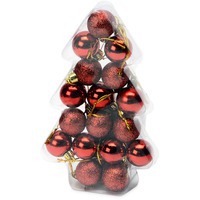 Набор новогодних мини-шаров в футляре-елочке, 17 шт, шарик - d3 х 4,3 см  и елочный шар