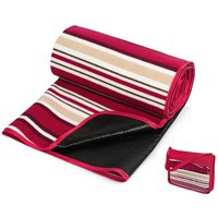 Полосатый плед для пикника JUNKET на непромокаемой подкладке в сумке, 120 х 135 см, красный