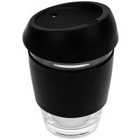 Фотография Стеклянный стакан MONDAY с силиконовой крышкой и манжетой, 350 мл., d9,2 х 13,28 см  Waterline