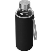 Стеклянная бутылка для воды PURE c неопреновым чехлом, 420мл., d6,5 х 20,1 (± 0,4) см. Предусмотрено нанесение логотипа на бутылку и на чехол.