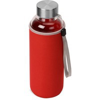 Фото Стеклянная бутылка для воды PURE c неопреновым чехлом, 420мл., d6,5 х 20,1 (± 0,4) см. Предусмотрено нанесение логотипа на бутылку и на чехол.  
