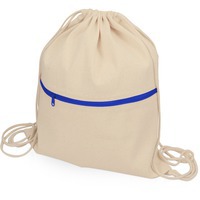 Рюкзак-мешок LARK хлопковый с цветной молнией под печать логотипа, 37 х 41 см