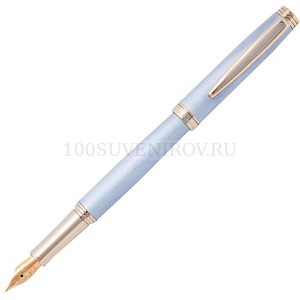 Фото Фирменная перьевая ручка SHINE с позолотой в подарочной коробке, d1,2 х 13,7 см, синие чернила   «Pierre Cardin» (серебристый)