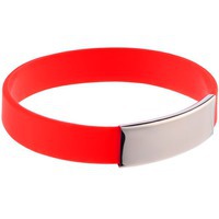 Фотка Силиконовый браслет Brisky с металлической шильдой, красный