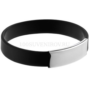 Фото Силиконовый браслет Brisky с металлической шильдой, черный