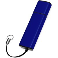 Металлическая USB-флешка на 16 Гб BORGIR с колпачком под гравировку и тампопечать, 1,6 х 5,9 х 0,75 см, шнурок 5 см , темно-синий