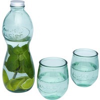 Стильный графин BRISA для воды и 2 стакана из переработанного стекла, d9,5 х 26,5 см, производство Испания.