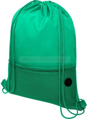 Фото Рюкзак ORIOLE из полиэстера 210D с карманом-сеткой, выходом для наушников, 33 х 44 см, нагрузка 5 кг. поl трафаретную печать, термотрансфер, вышивку логотипа (зеленый)