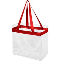 Прозрачная пляжная сумка HAMPTON с контрастной отделкой под тампопечать логотипа, 30,5 х 15,2 х 30,5 см, прозрачный/красный