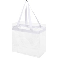 Прозрачная пляжная сумка HAMPTON с контрастной отделкой под тампопечать логотипа, 30,5 х 15,2 х 30,5 см, прозрачный/белый