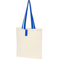 Складная эко-сумка НЕВАДА из хлопка с цветными ручками, 38 х 42 см, макс.нагрузка 8 кг.  , синий