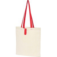 Складная эко-сумка НЕВАДА из хлопка с цветными ручками, 38 х 42 см, макс.нагрузка 8 кг.  , красный