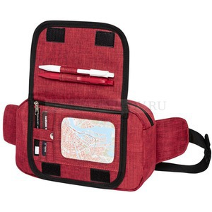 Фото Вместительная поясная сумка HOSS на ремне, 25 х 7 х 15 см (темно-красный)