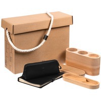 Фотография Бизнес-набор деловых аксессуаров Bukowski: настольный прибор для канцелярских мелочей, блокнот, пенал для ручек. 