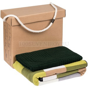 Фото Подарочный набор Farbe для дома, средний: полотенце, плед «Very Marque» (зеленый)