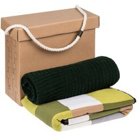 Подарочный набор Farbe для дома, большой: полотенце, плед, зеленый