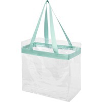 Прозрачная пляжная сумка HAMPTON с контрастной отделкой под тампопечать логотипа, 30,5 х 15,2 х 30,5 см, прозрачный/мятный