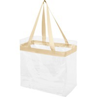 Прозрачная пляжная сумка HAMPTON с контрастной отделкой под тампопечать логотипа, 30,5 х 15,2 х 30,5 см, прозрачный/хаки