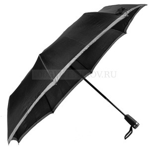 Фото Фирменный складной зонт Gear Black с логотипом бренда, d104 х 62 см. <br />
 «HUGO BOSS» (черный, темно-серый)