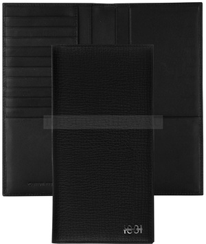 Фото Фирменный дорожный кошелек-портмоне Irving Black из натурально кожи с логотипом бренда, 11,7 x 19,3 x 2 см в подарочной коробке   «Cerruti 1881» (черный)