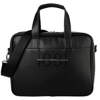 Фотка Подарок мужчине - крутая фирменная сумка HORTON BLACK для документов и ноутбука из эко-кожи с логотипом, 37 x 12 x 28 см