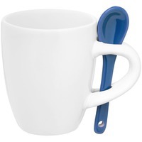 Фото Кофейная кружка Pairy с ложкой, белая с синей