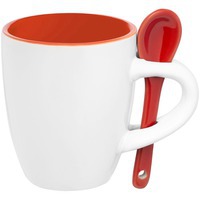 Фото Кофейная кружка Pairy с ложкой, оранжевая с красной